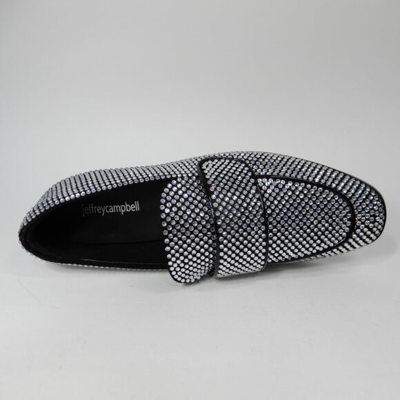 Jeffrey Campbell Velvit Penny Loafers Size 8 Rhinestone Apron Toe Flats NEW - Picture 10 of 12